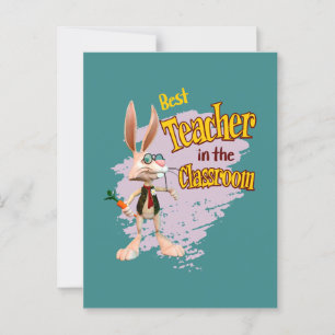 Funny Rabbit Best Teacher im Klassenzimmer Postkarte