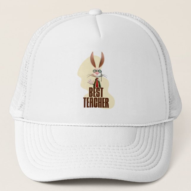 Funny Rabbit Best Teacher Truckerkappe (Vorderseite)