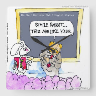 Funny Rabbit Grammar Police Wall Clock Quadratische Wanduhr