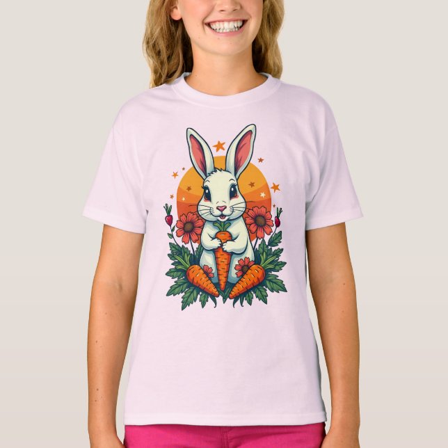 Funny Rabbit Lover Spring Retro T-Shirt (Vorderseite)