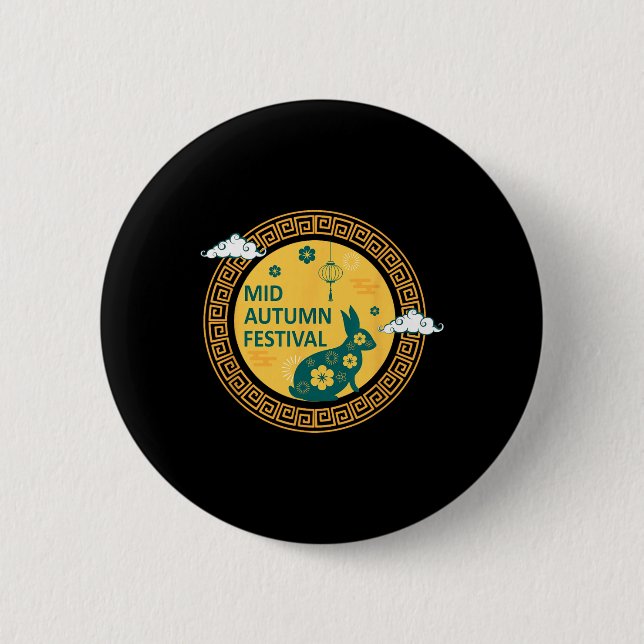 Funny Rabbits Mooncake Chinese New Year Mid Autumn Button (Vorderseite)
