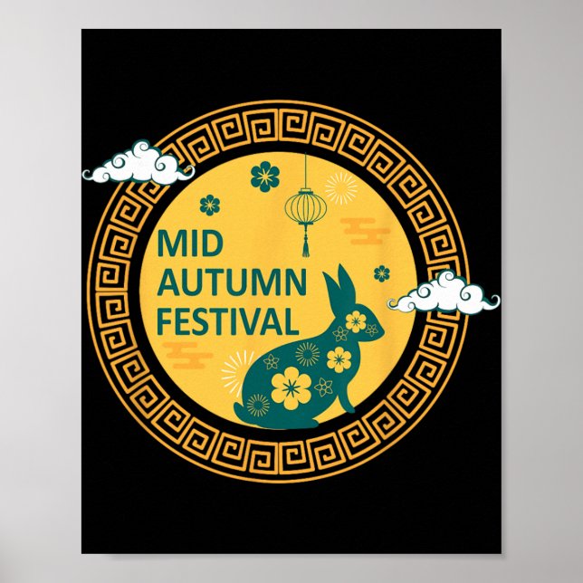 Funny Rabbits Mooncake Chinese New Year Mid Autumn Poster (Vorne)