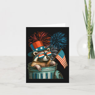Funny Raccoon 4. Juli American Flag Patriotic Karte