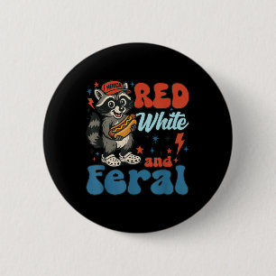 Funny Raccoon 4. Juli Patriotic Niedlich Red White Button