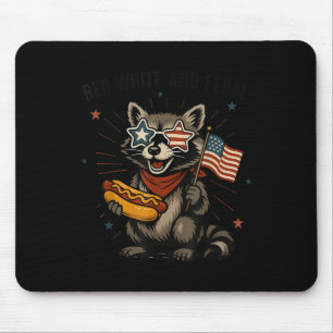 Funny Raccoon 4. Juli Patriotic Niedlich Red White Mousepad