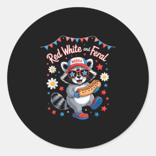Funny Raccoon 4. Juli Patriotic Niedlich Red White Runder Aufkleber