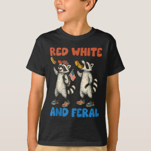 Funny Raccoon 4. Juli US Flag Patriotic Red Wh T-Shirt