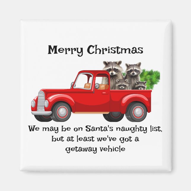 Funny Raccoon Animal Christmas Magnet (Vorne)