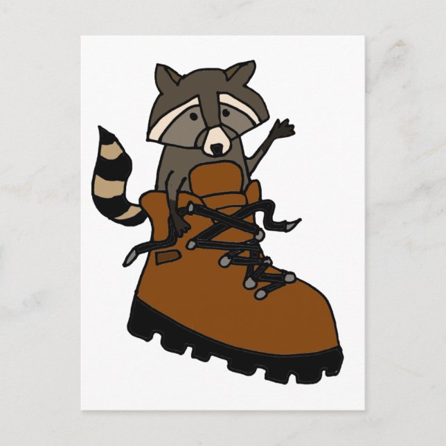 Funny Raccoon beim Wanderboot Postkarte (Vorderseite)