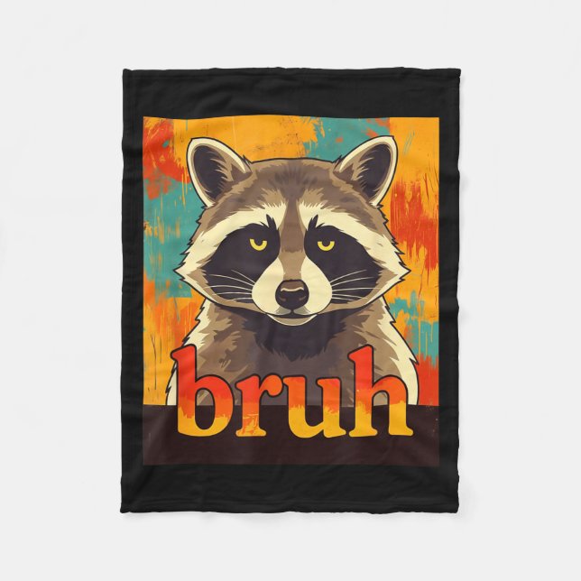 Funny Raccoon Bruh Meme Teens Boys Girls Men Graph Fleecedecke (Vorderseite)