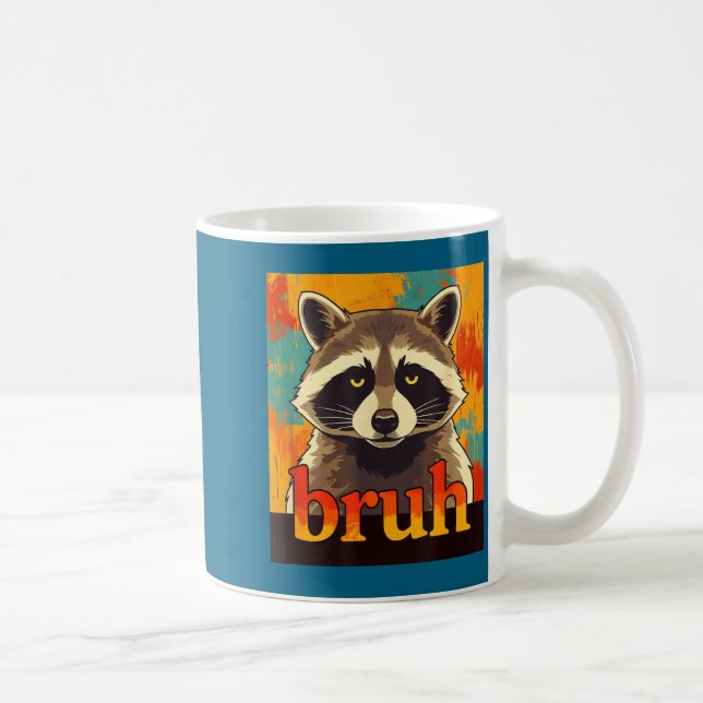 Funny Raccoon Bruh Meme Teens Boys Girls Men Graph Kaffeetasse (Rechts)