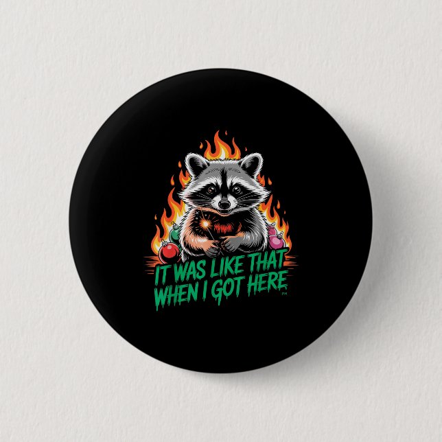 Funny Raccoon Christmas Trash Panda Xmas  Button (Vorderseite)