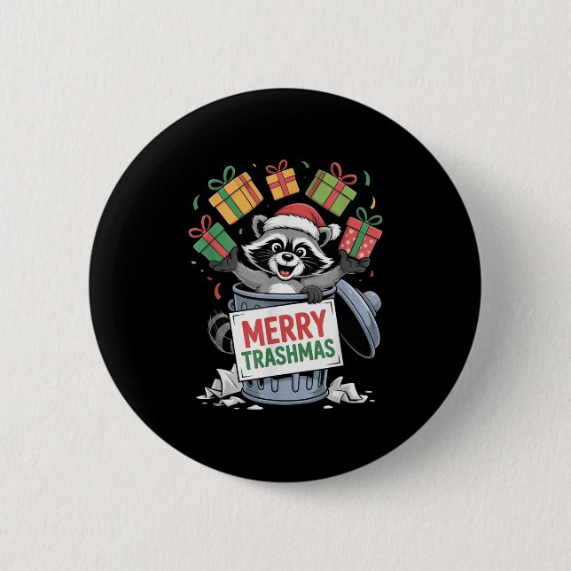 Funny Raccoon Christmas Trash Panda Xmas Merry Tra Button (Vorderseite)