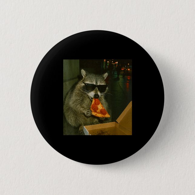 Funny Raccoon Eating Zza Animal Meme  Button (Vorderseite)