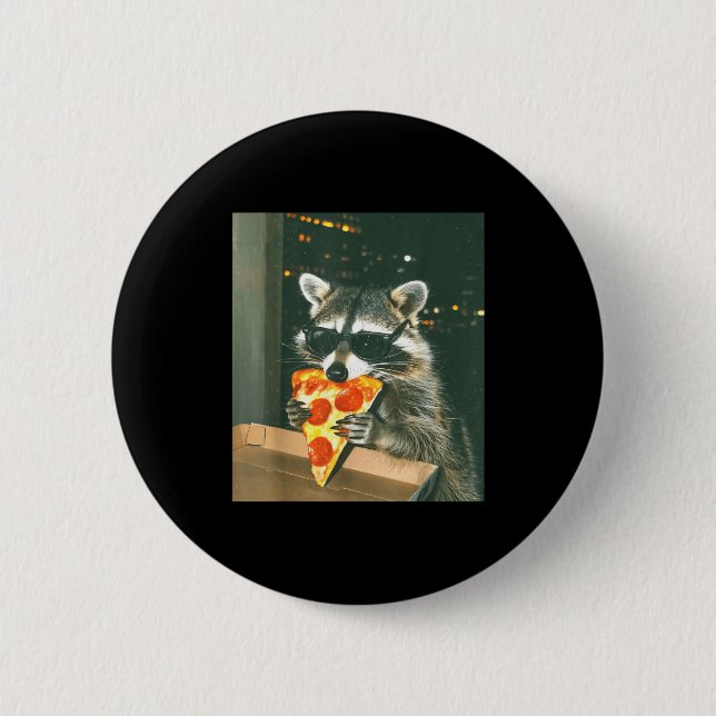 Funny Raccoon Eating Zza Animal Meme Men Women Kid Button (Vorderseite)
