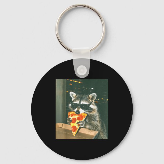 Funny Raccoon Eating Zza Animal Meme Men Women Kid Schlüsselanhänger (Vorderseite)
