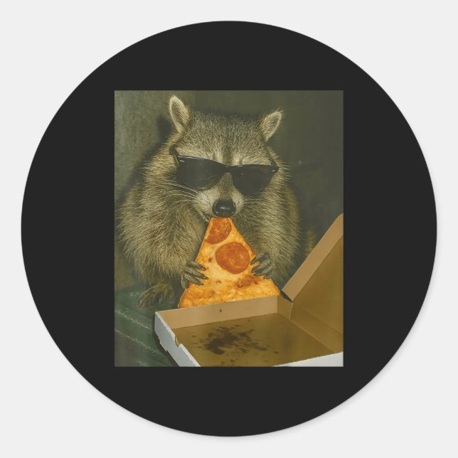 Funny Raccoon Eating Zza Animal Meme Raccoon  Runder Aufkleber (Vorderseite)