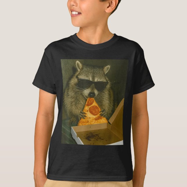 Funny Raccoon Eating Zza Animal Meme Raccoon  T-Shirt (Vorderseite)