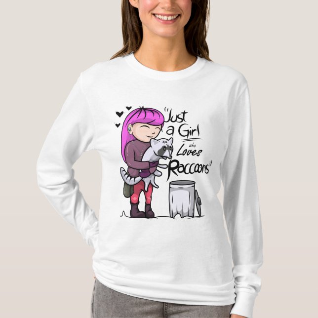 Funny Raccoon Geschenke Kinder Cool nur ein Mädche T-Shirt (Vorderseite)
