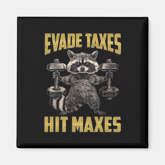 Funny Raccoon Gewichtheben Gym Evade Kurtaxe Hit Magnet (Vorne)