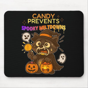Funny Raccoon Halloween Candy Meltdown für Kinder Mousepad
