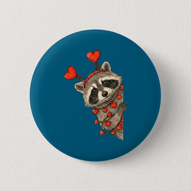 Funny Raccoon Heart Valentine Animal Raccoon Lover Button (Vorderseite)