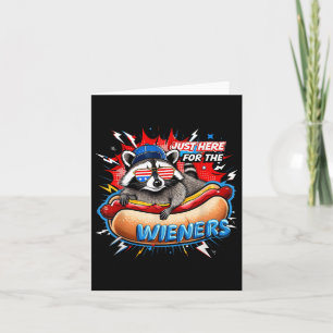 Funny Raccoon Hot Dog 4. Juli Grillen Party Spaß Karte