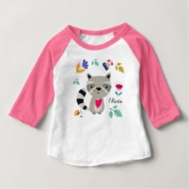 Funny Raccoon mit Herz-Individuelle Name Baby T-shirt