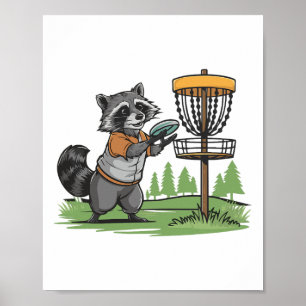Funny Raccoon Play Disc Golf Kunst für Männer Frau Poster