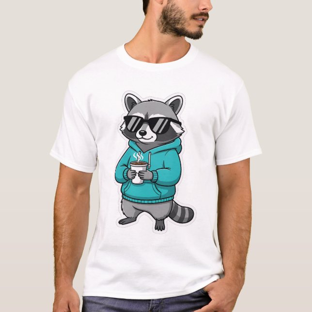 Funny Raccoon Shirt | Coffee Lover Gift (Vorderseite)