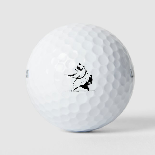 Funny Raccoon Shooter Golfball (Vorderseite)