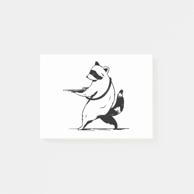 Funny Raccoon Shooter Post-it Klebezettel (Vorderseite)