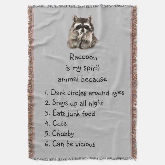 Funny Raccoon Spirit Animal Spaß Niedlich Wasserfa Decke (Vorderseite Vertikal)
