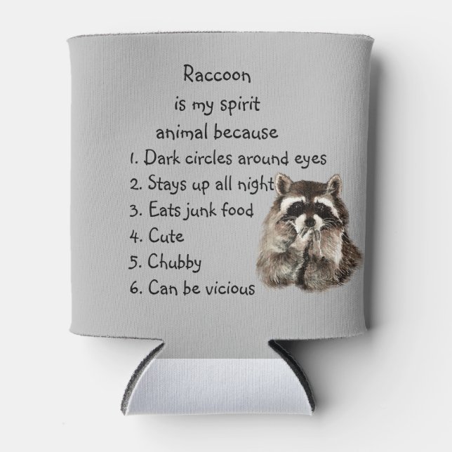 Funny Raccoon Spirit Animal Spaß Niedlich Wasserfa Dosenkühler (Vorderseite)