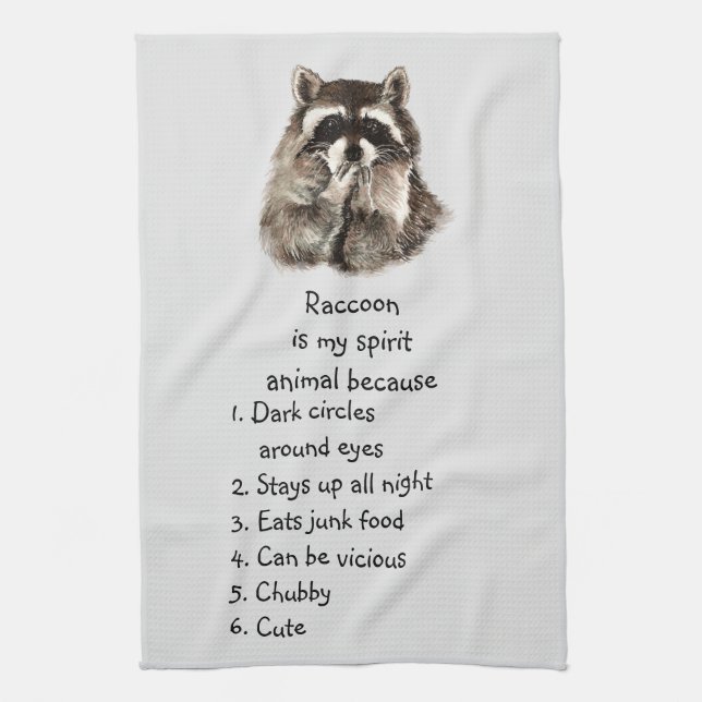 Funny Raccoon Spirit Animal Spaß Niedlich Wasserfa Geschirrtuch (Vertikal)
