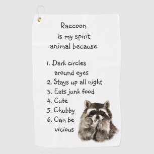 Funny Raccoon Spirit Animal Spaß Niedlich Wasserfa Golfhandtuch