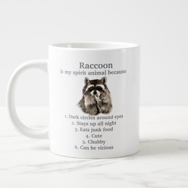 Funny Raccoon Spirit Animal Spaß Niedlich Wasserfa Jumbo-Tasse (Links)