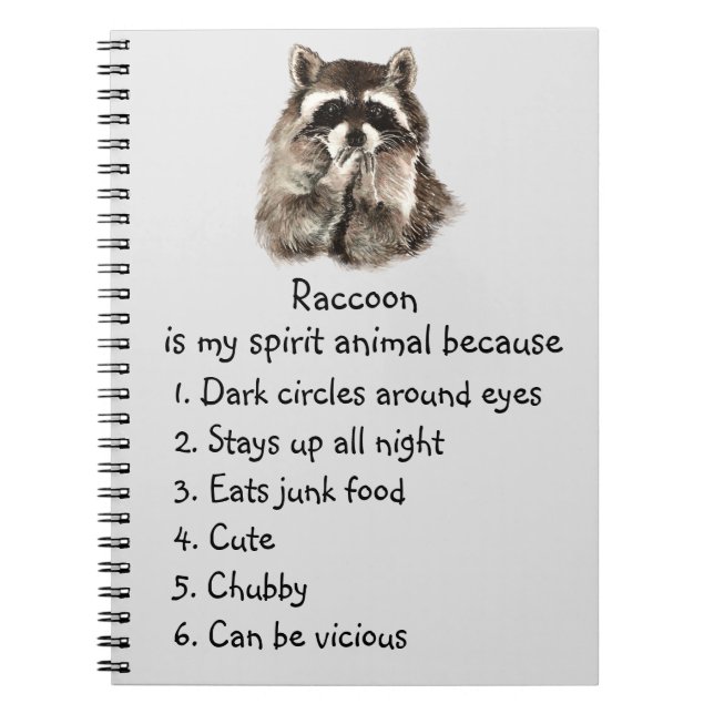 Funny Raccoon Spirit Animal Spaß Niedlich Wasserfa Notizblock (Vorderseite)