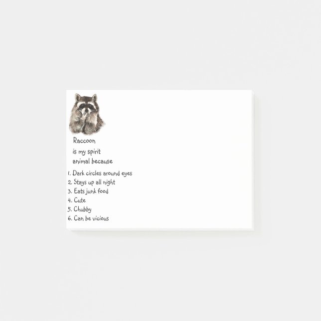 Funny Raccoon Spirit Animal Spaß Niedlich Wasserfa Post-it Klebezettel (Vorderseite)