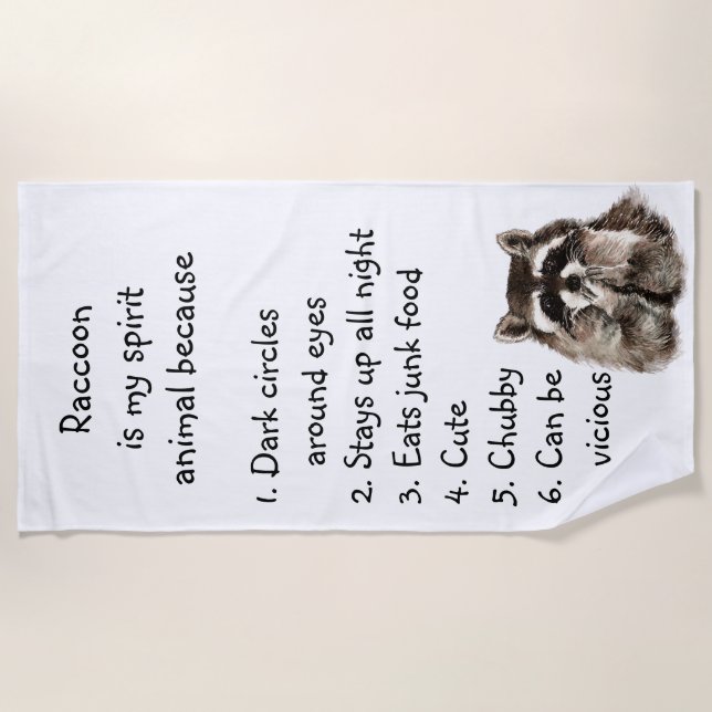 Funny Raccoon Spirit Animal Spaß Niedlich Wasserfa Strandtuch (Vorderseite)