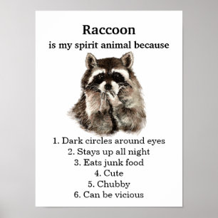 Funny Raccoon Spirit Animal Spaß Poster