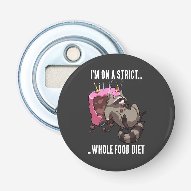 Funny Raccoon Strict Ganz Food Diät Cartoon Flaschenöffner (Vorderseite)