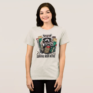 Funny Raccoon Survival Mode Active Coffee Lover Sh Tri-Blend Shirt