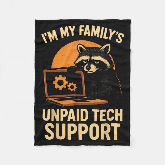 Funny Raccoon Tech Lover Graphic Tee Computer Geek Fleecedecke (Vorderseite)