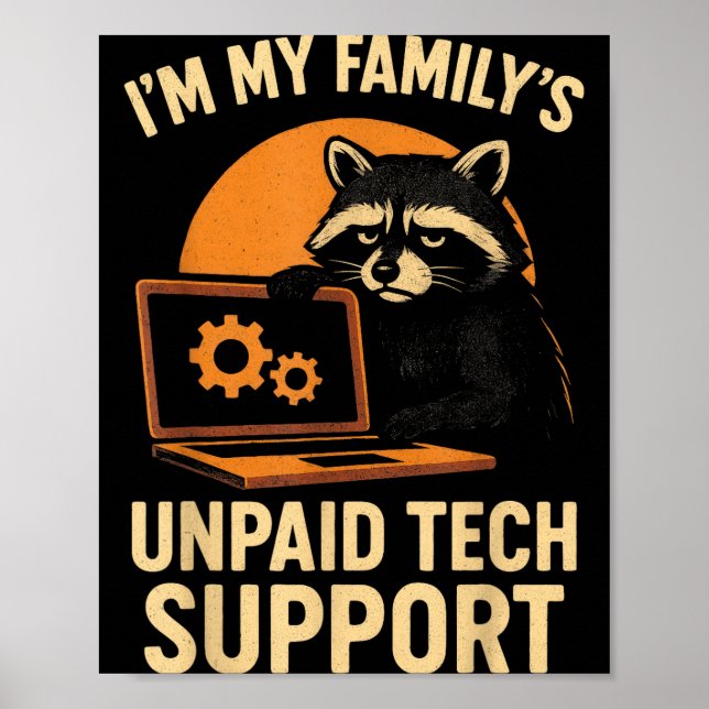 Funny Raccoon Tech Lover Graphic Tee Computer Geek Poster (Vorne)