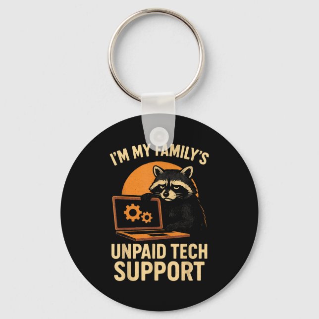 Funny Raccoon Tech Lover Graphic Tee Computer Geek Schlüsselanhänger (Vorderseite)