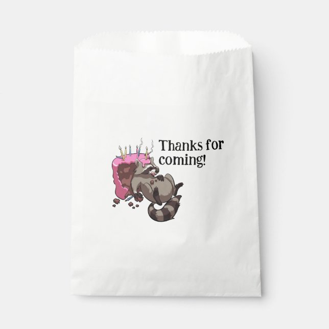 Funny Raccoon Thanks For Coming! Party Cartoon Geschenktütchen (Vorderseite)