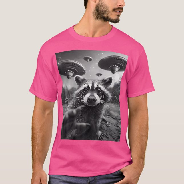 Funny Raccoon Ufo T-Shirt (Vorderseite)