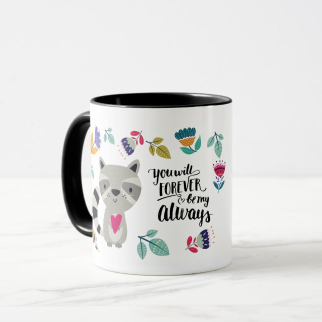 Funny Raccoon Valentinstag Geschenk Tasse (Vorderseite Links)