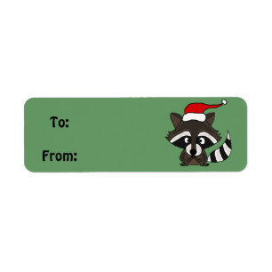 Funny Raccoon Weihnachtsgeschenk Tag oder Adresse 